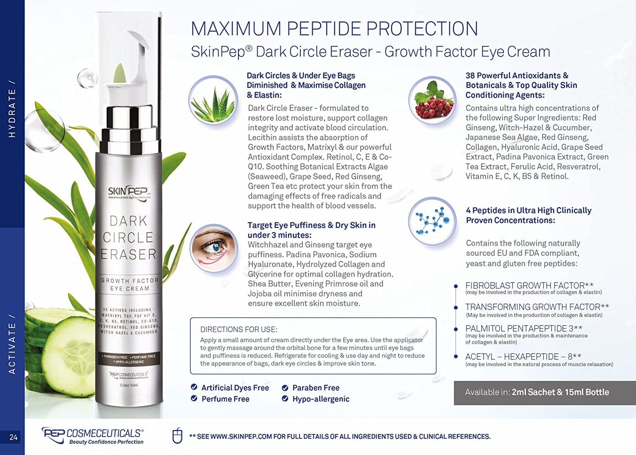 Dark Circle Eraser Eye Cream (Peptide Growth Factors)