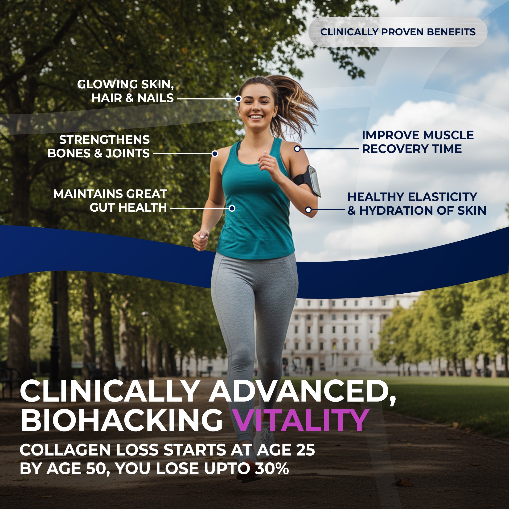 Collagen Peptides Powder | Organic Grass-Fed Bovine Hydrolysate | 2000 Dalton | 400mg Vitamin C | SkinPep