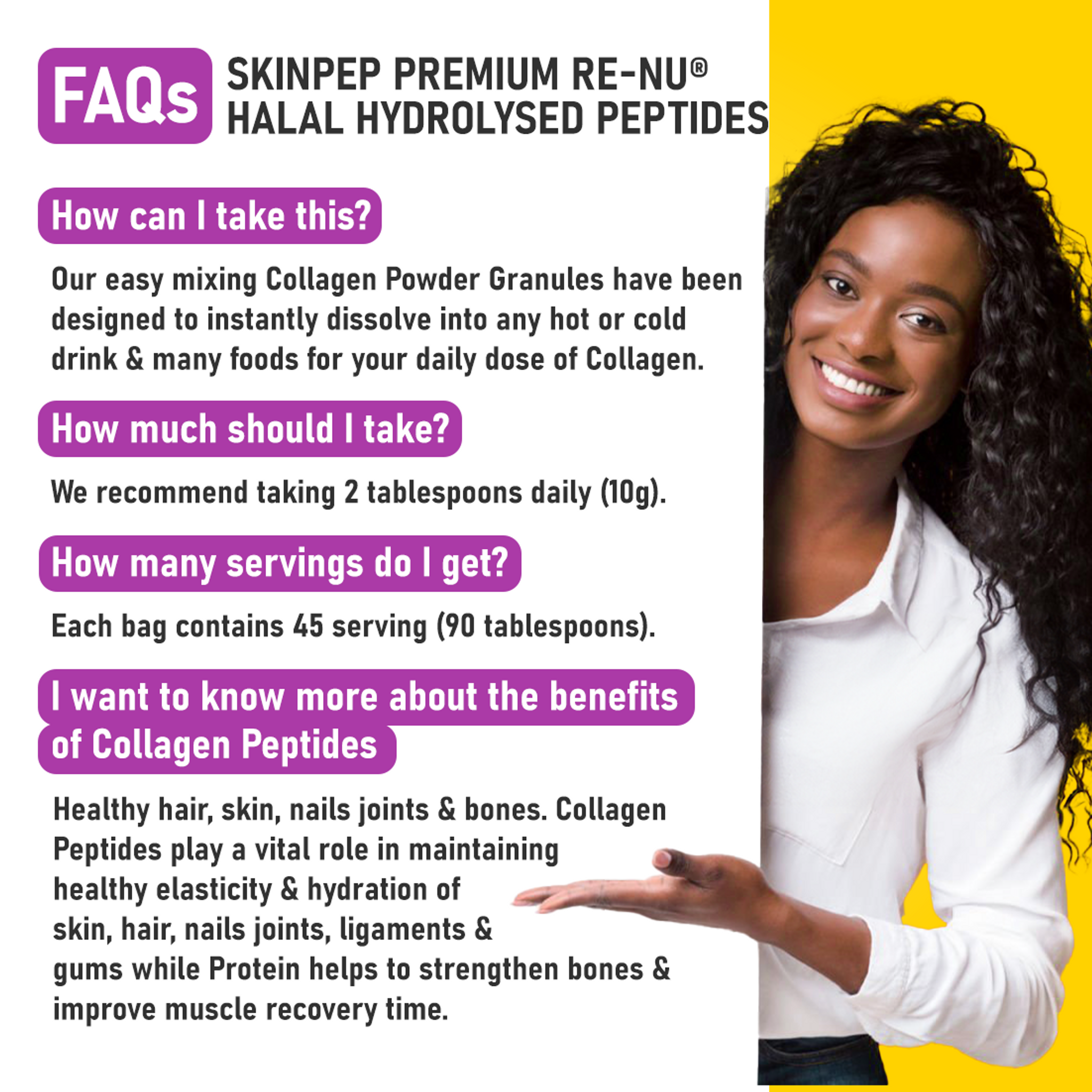 Collagen Peptides Hydrolysate Bovine Powder + 400mg Vit C - Halal Certified SkinPep