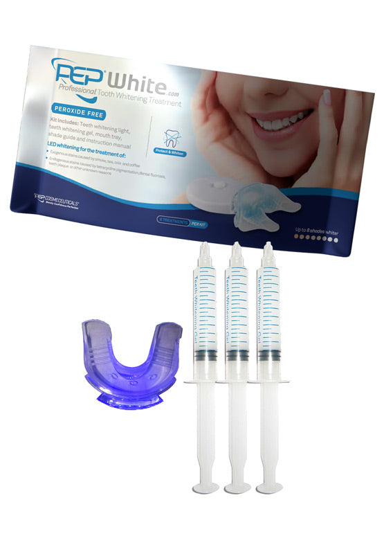 PEP-WHITE PEROXIDE FREE - Professional Teeth Whitening Teeth Whitening Gel + LED LIGHT Kit