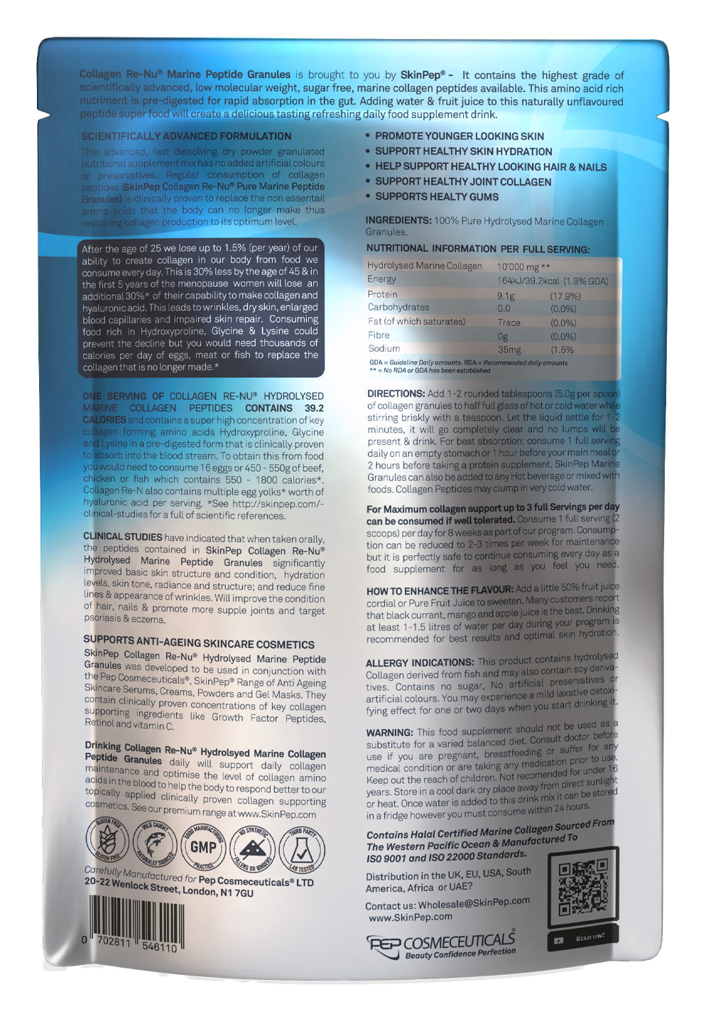 Marine Collagen Peptides Hydrolysate Powder Granules 100% Pure - Wild Caught