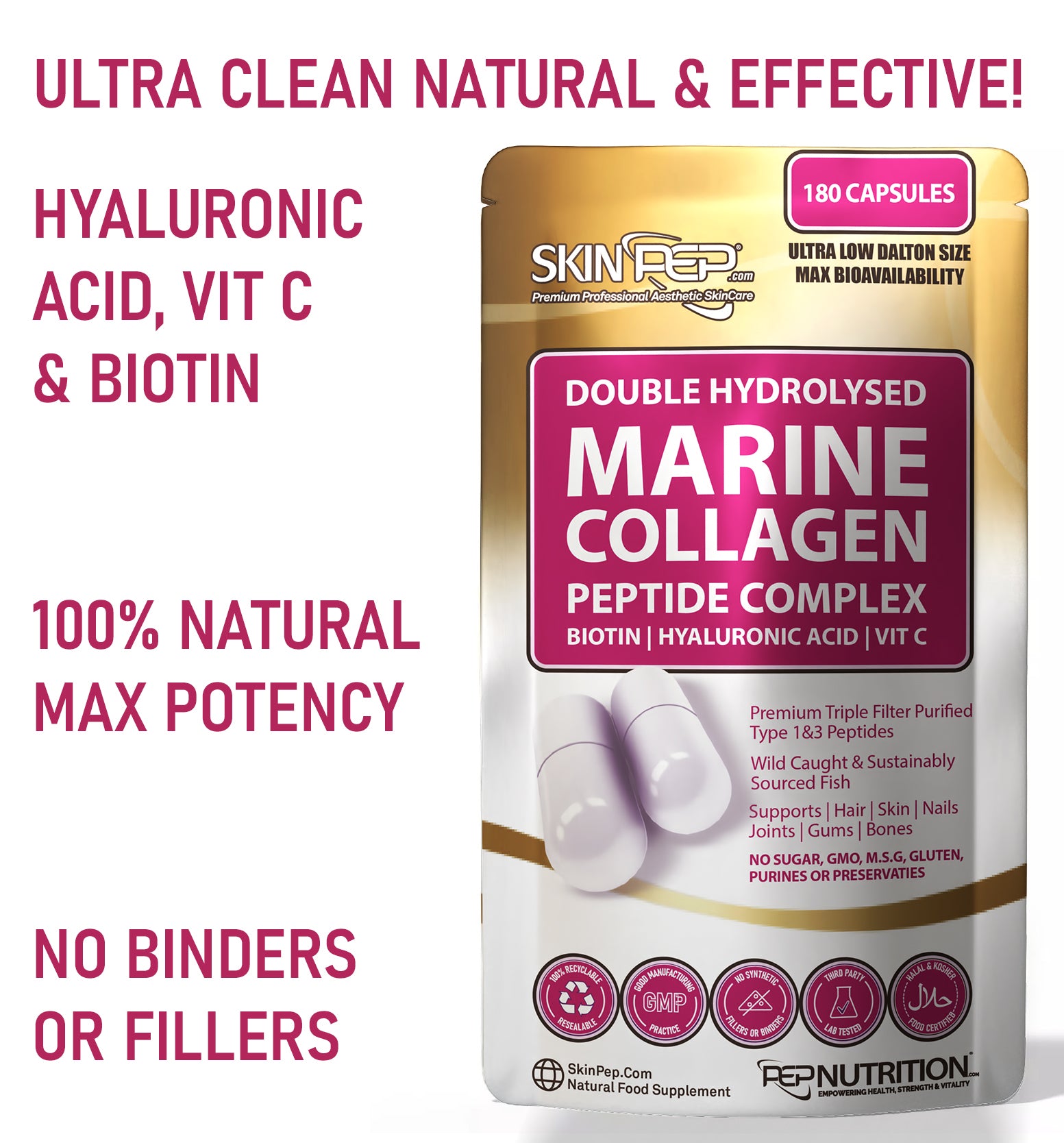 Marine Collagen Complex Capsules + Hyaluronic Acid + Vit C + Biotin V1