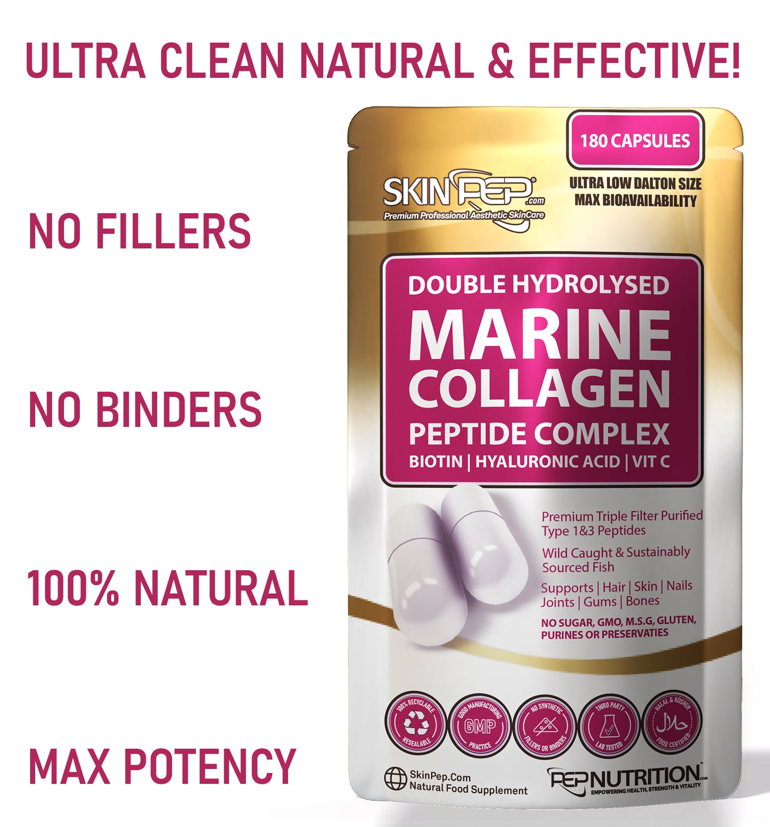 Marine Collagen Complex Capsules + Hyaluronic Acid + Vit C + Biotin V1