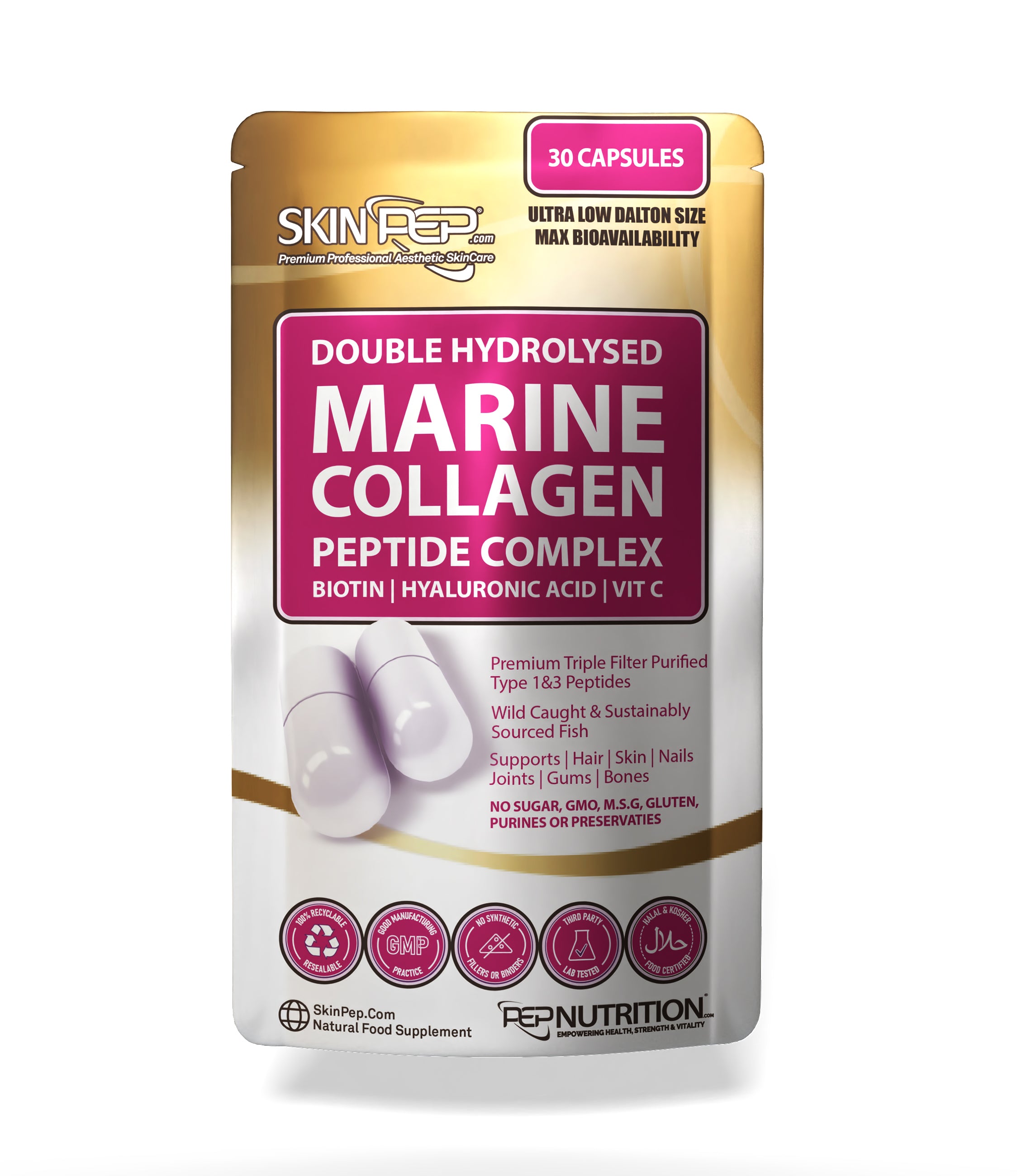 Marine Collagen Complex Capsules + Hyaluronic Acid + Vit C + Biotin V1