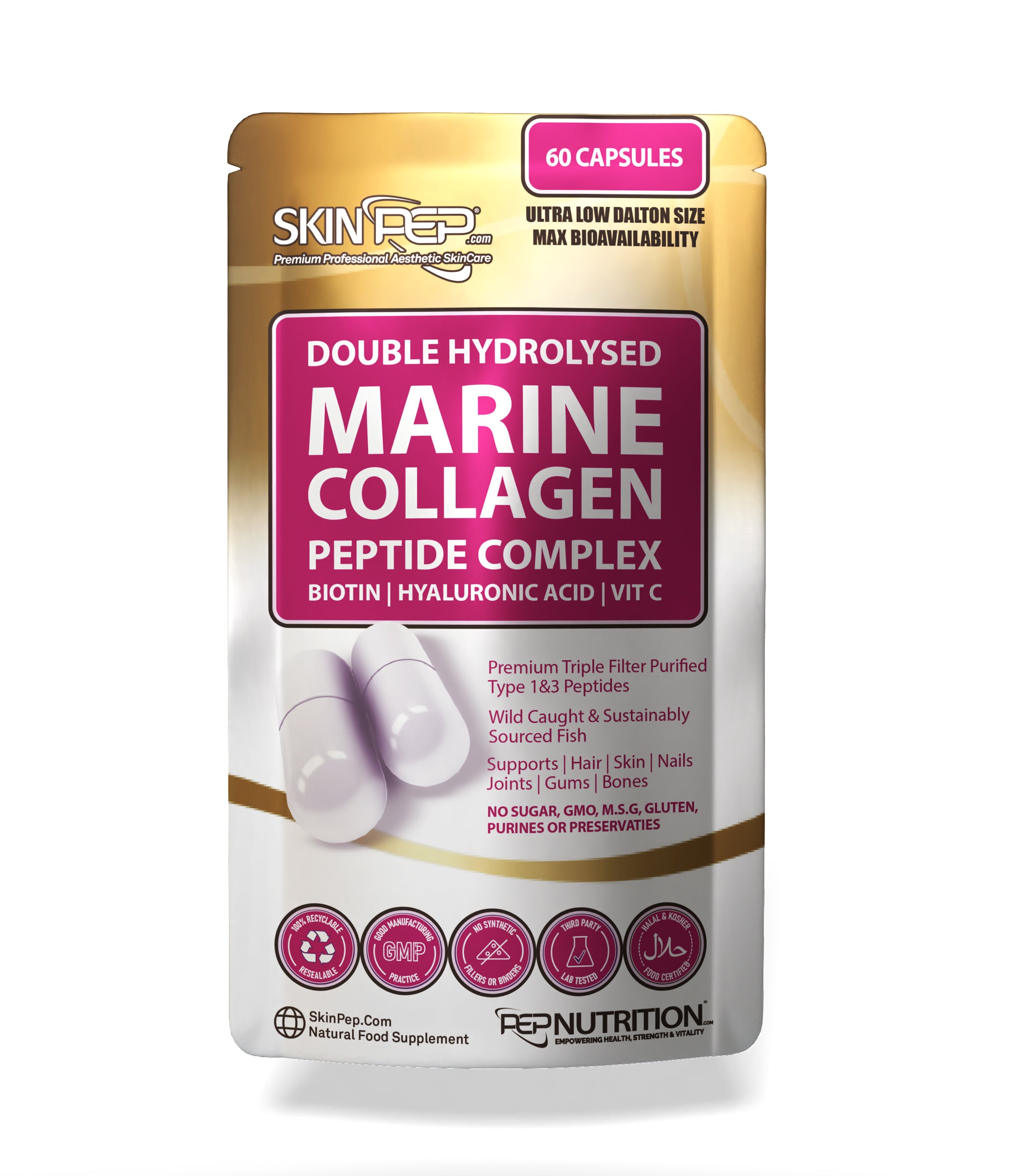 Marine Collagen Complex Capsules + Hyaluronic Acid + Vit C + Biotin V1