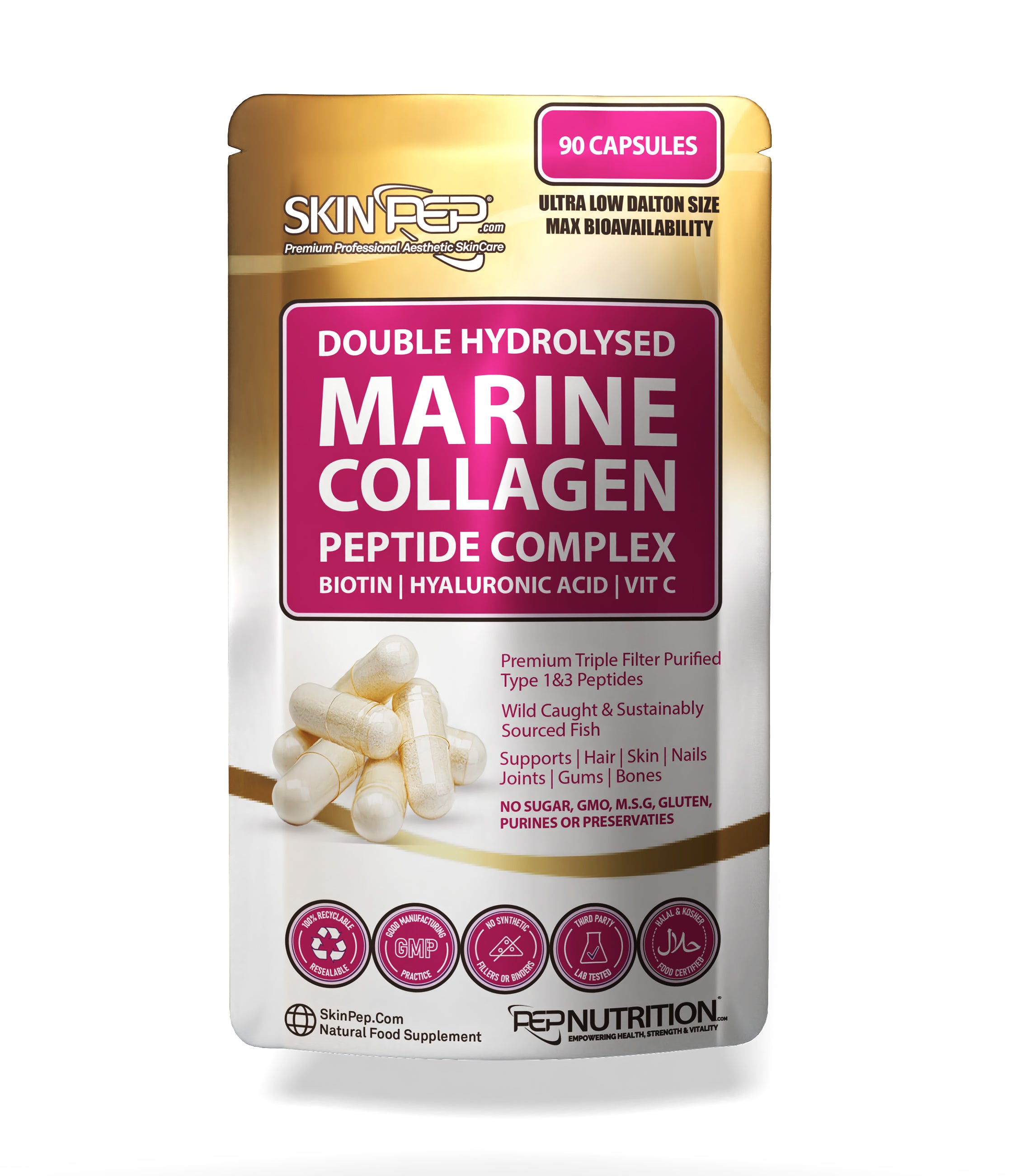 Marine Collagen Complex Capsules + Hyaluronic Acid + Vit C + Biotin - (Peptides) V2
