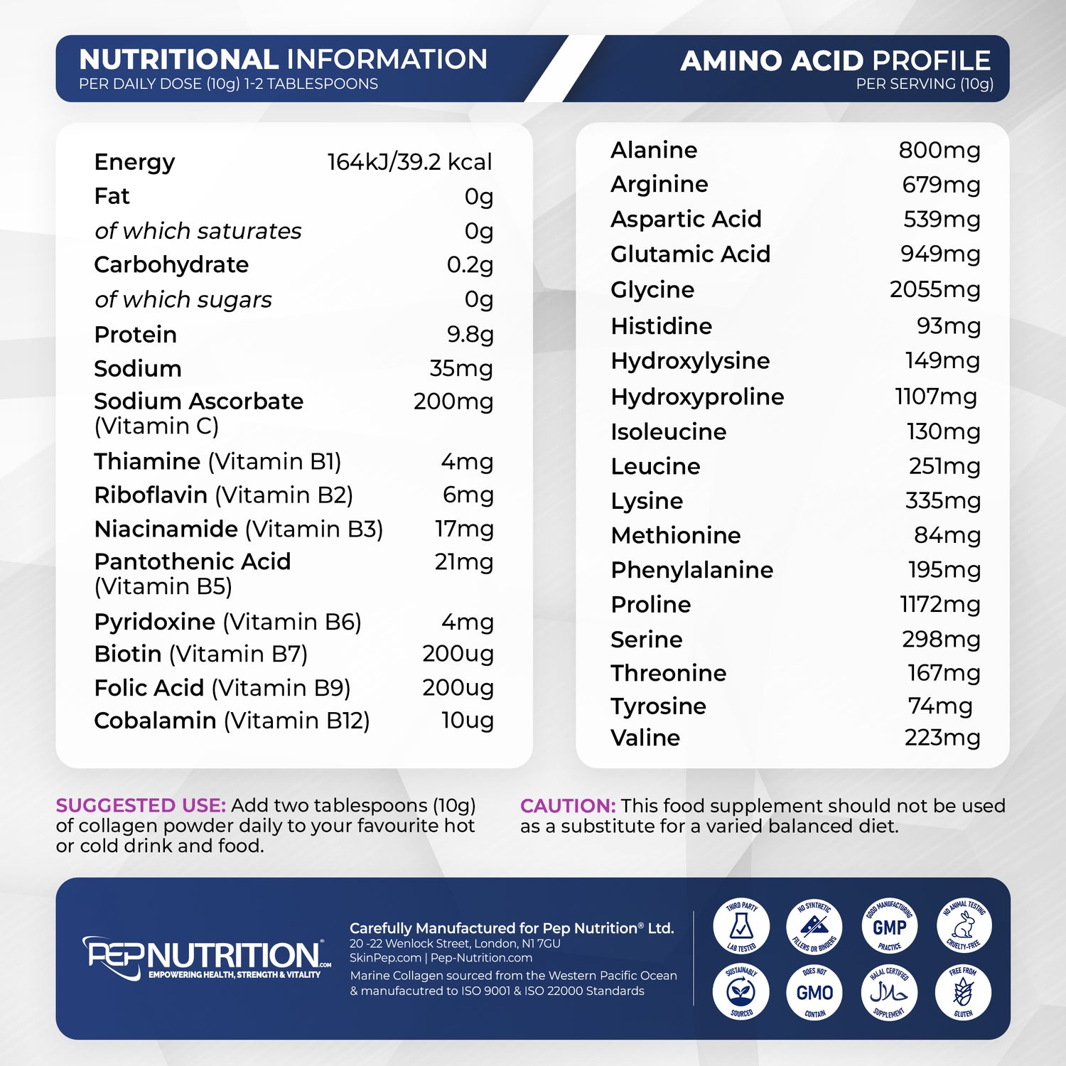 Marine Collagen Peptides | Hyaluronic Acid | Vitamin C | Biotin | Bioactive 1500 Daltons| Blackcurrant Extract Flavour | Triple Filtered Sugar Free Powder | SkinPep