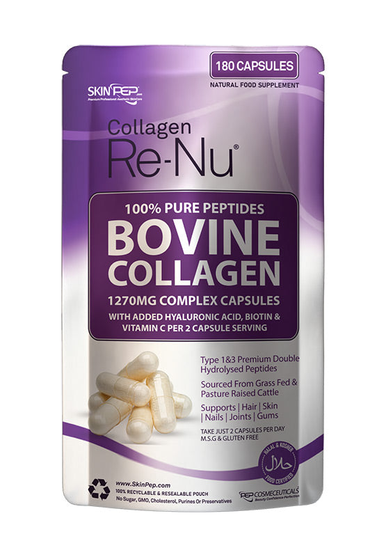 1270mg Bovine Collagen Complex Capsules + Hyaluronic Acid + VitC + Biotin - (Hydrolysate Peptides)