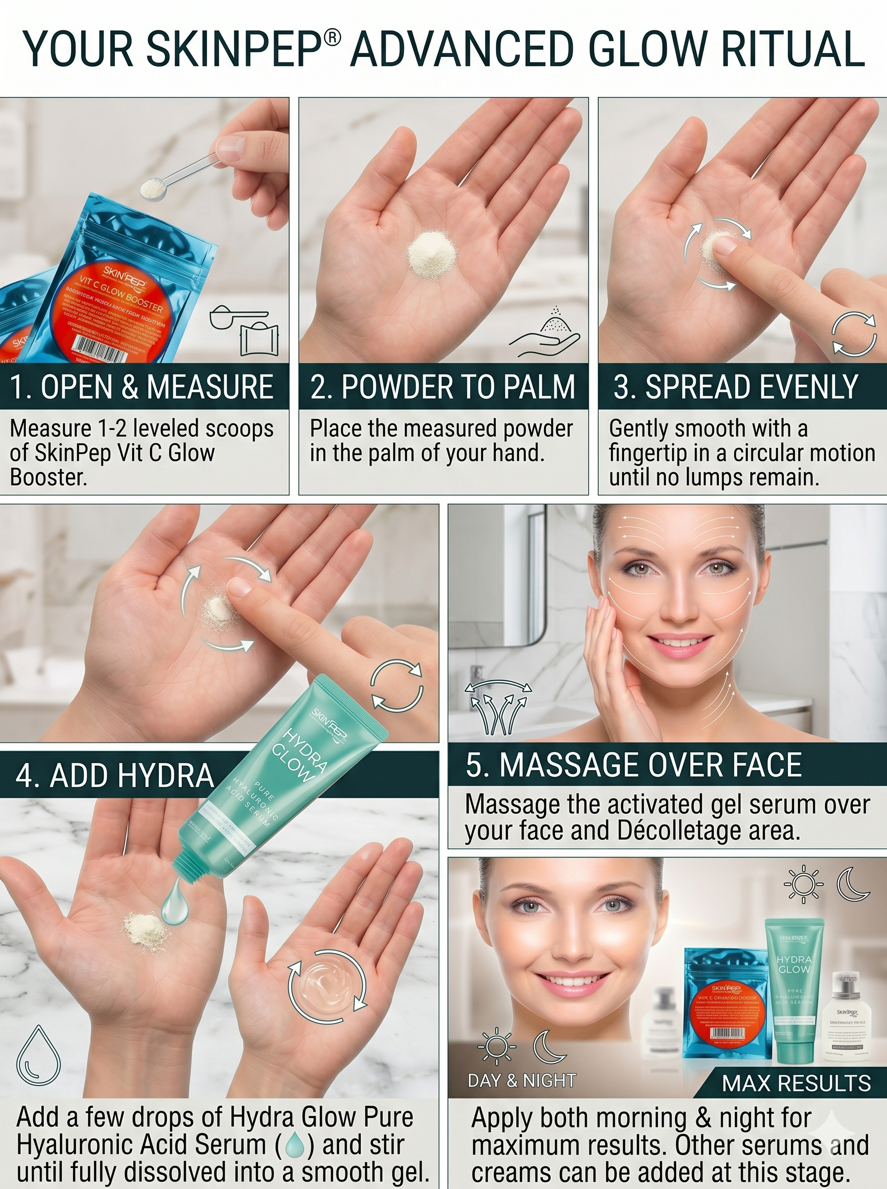 Vit C Glow Booster Powder + Hydra Glow Serum - (Vitamin C Powder + Hyaluronic Acid Serum)