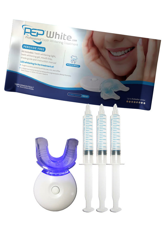 PEP-WHITE PEROXIDE FREE - Professional Teeth Whitening Teeth Whitening Gel + LED LIGHT Kit