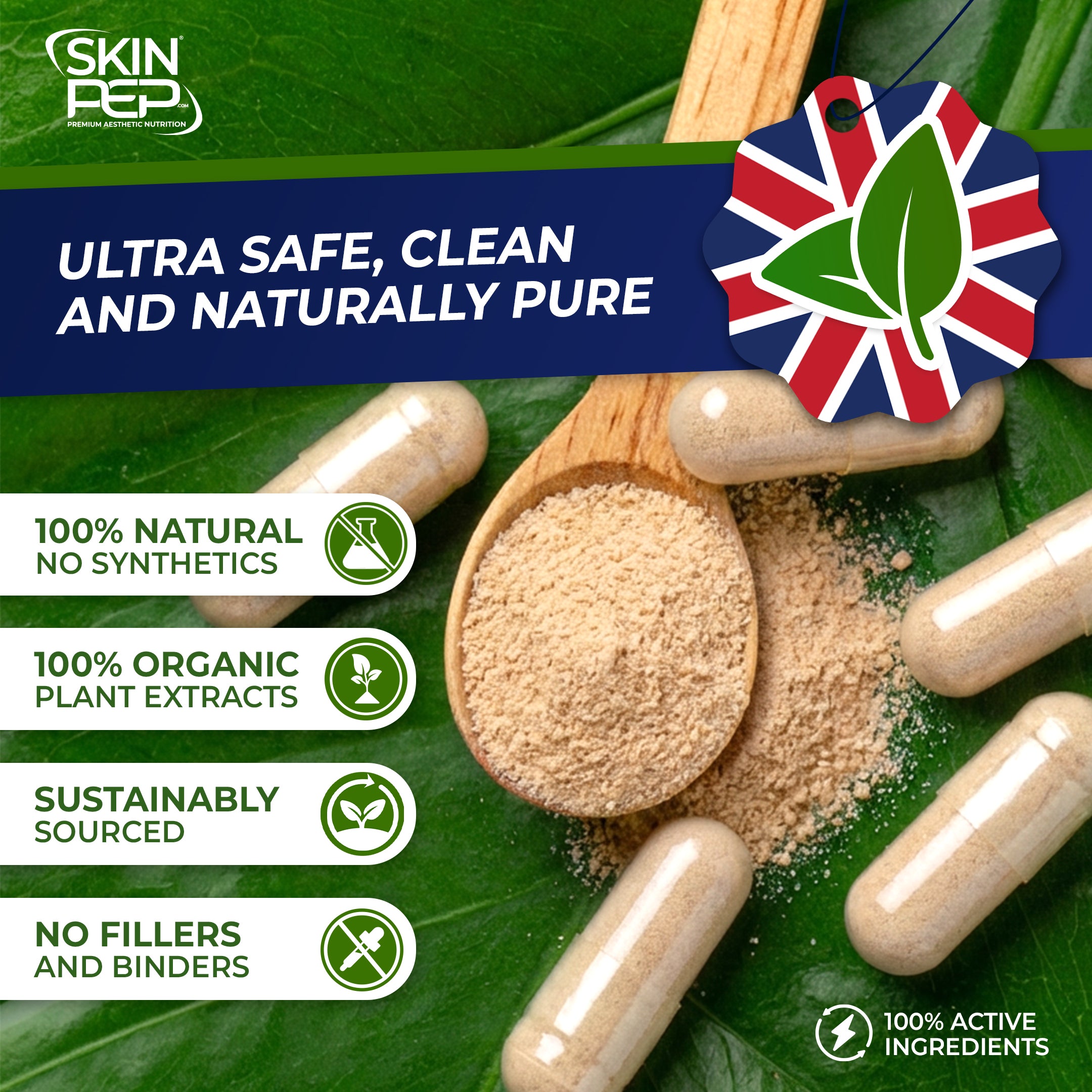 Marine Collagen Peptides Capsules | Wild Caught | Bioactive 1500 Daltons | Hyaluronic Acid | Vitamin C | Clean &amp; Pure | No Fillers &amp; Binders | Collagen Supplements For Women &amp; Men | SkinPep V2