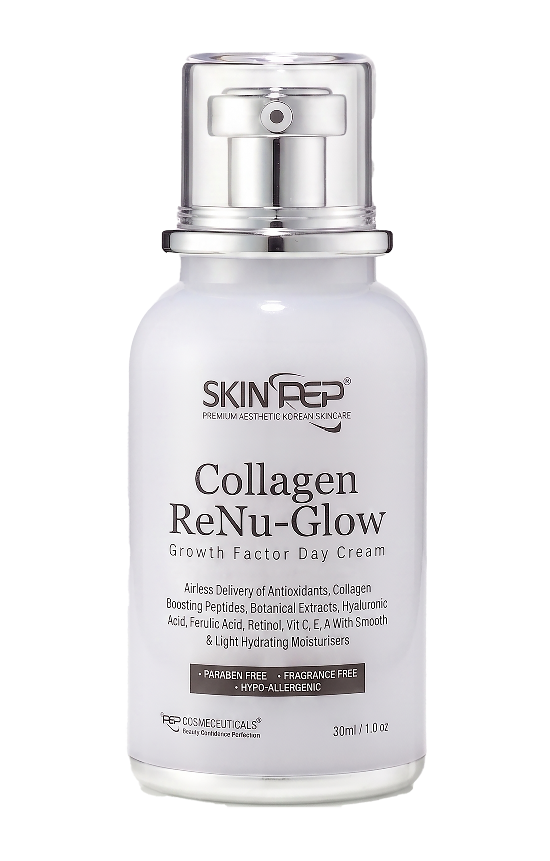 Collagen ReNu-Glow Peptide Day Cream | Encapsulated Growth Factors (EGF, FGF, TGF) | 16 Antioxidants &amp; Moisturisers | Retinol, Hyaluronic Acid, Vit C, E, A + Peptides | Korean Glass Skin By SkinPep (50ml)