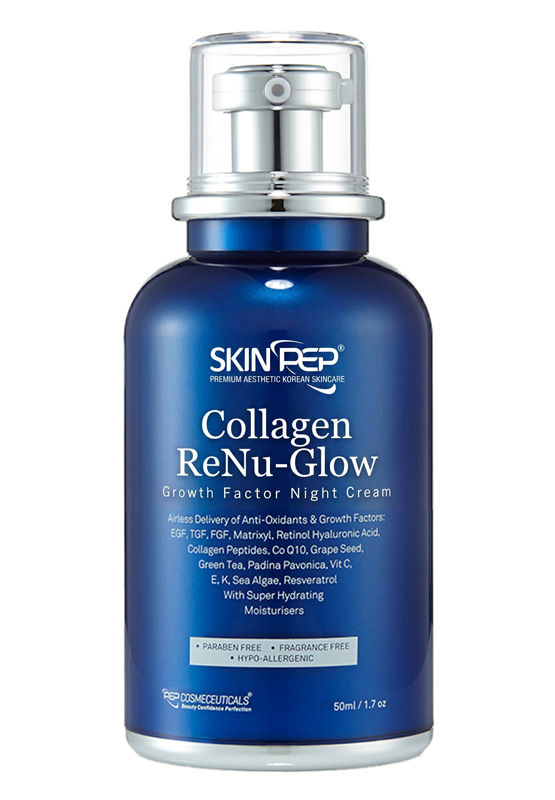 Collagen ReNu-Glow NIght Cream | Encapsulated Growth Factors (EGF, FGF, TGF) | 16 Antioxidants &amp; Moisturisers | Retinol, Hyaluronic Acid, Vit C, E, A + Peptides | Korean Glass Skin By SkinPep