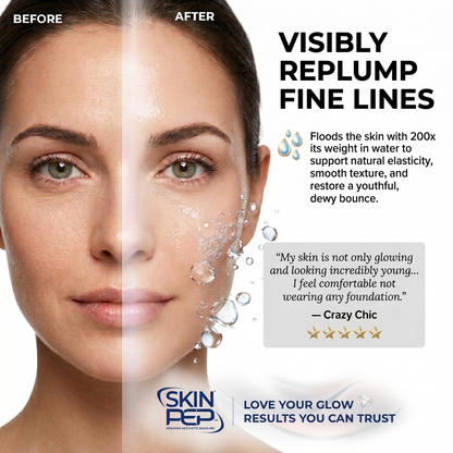 Hydra Glow Boost - Hyaluronic Acid Serum | BioSkinActive Replumping &amp; Hydrating Super Serum With 3% Hyaluronic Acid | + Bio-Identical Phospholipids &amp; Vitamin E For Max Absorption | Strengthens Skin Barrier | Cruelty Free &amp; Vegan By SkinPep