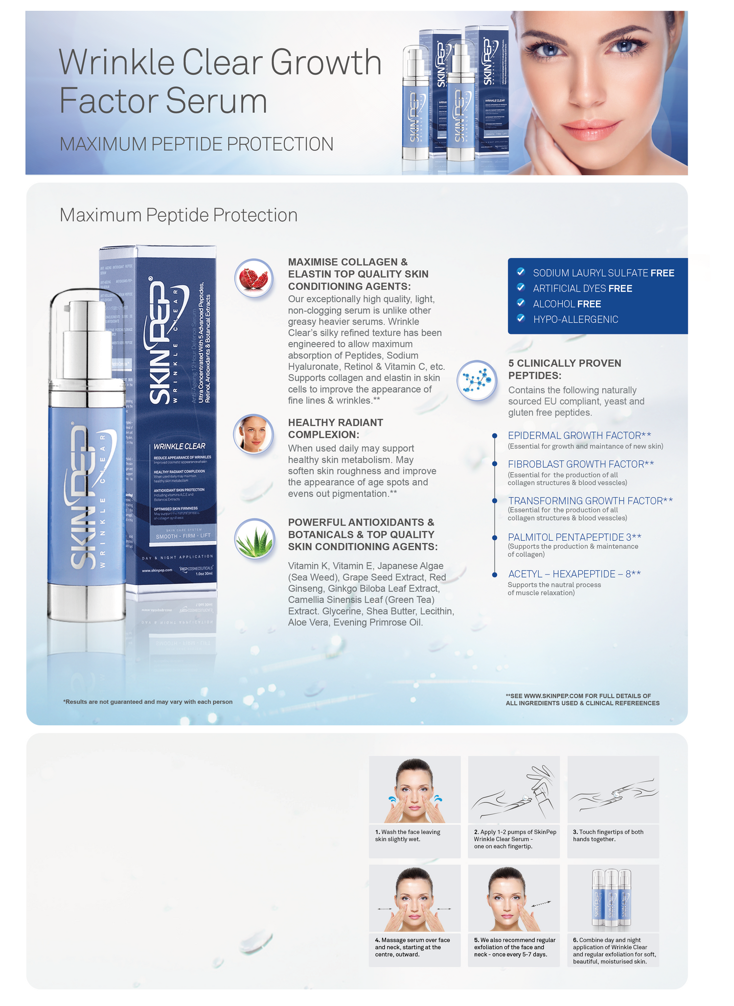 Wrinkle Clear (Peptide Growth Factor Repair) Day Serum