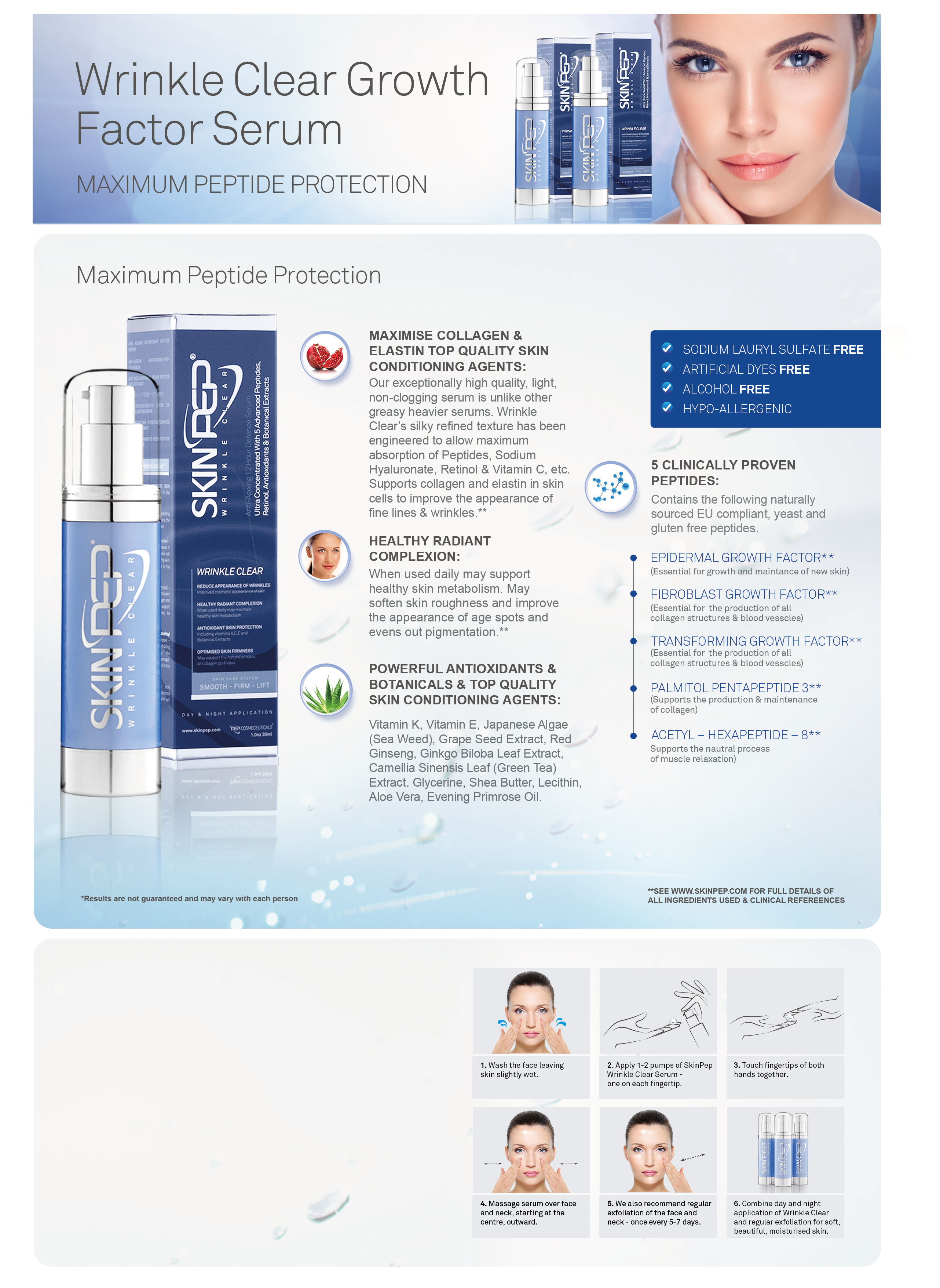 Wrinkle Clear (Peptide Growth Factor Repair) Day Serum