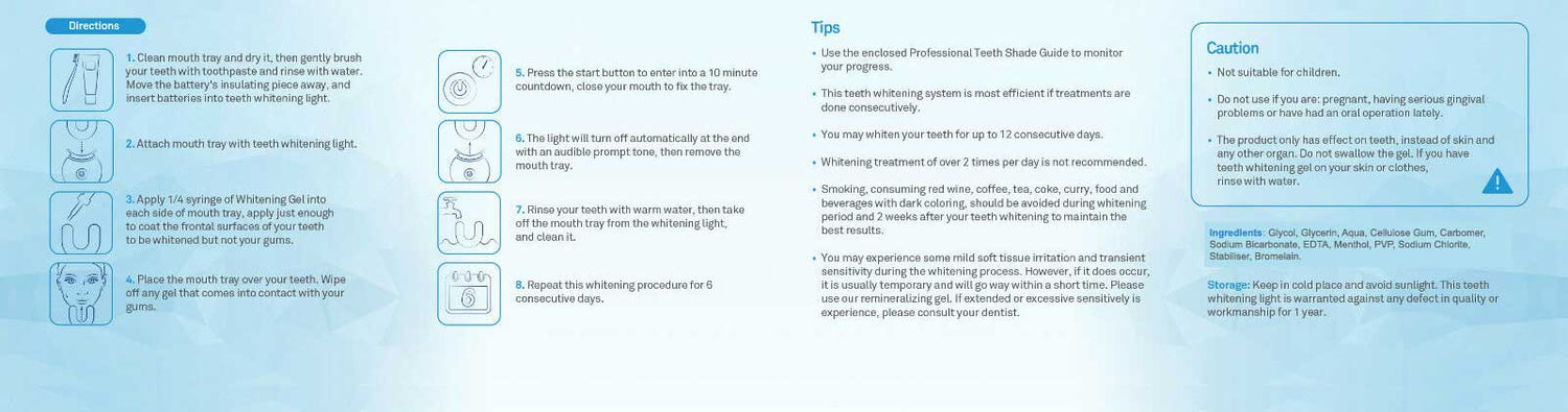 PEP-WHITE ULTRA STRONG Professional Home Teeth Whitening Gel + LED LIGHT Kit